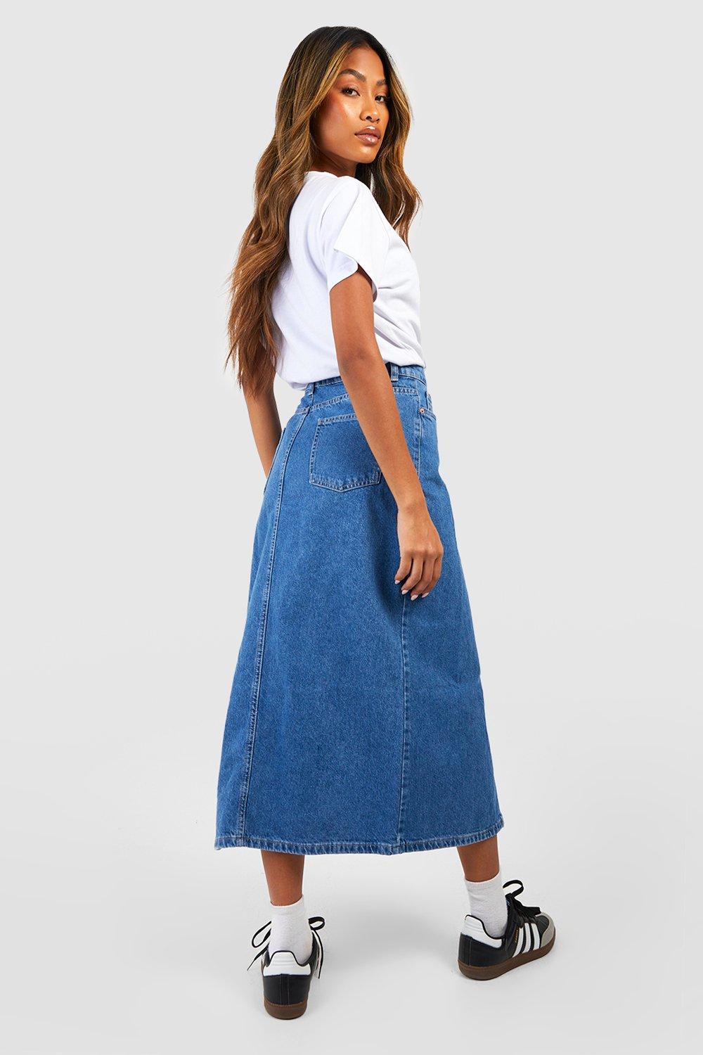 Navy blue skirt outlet boohoo